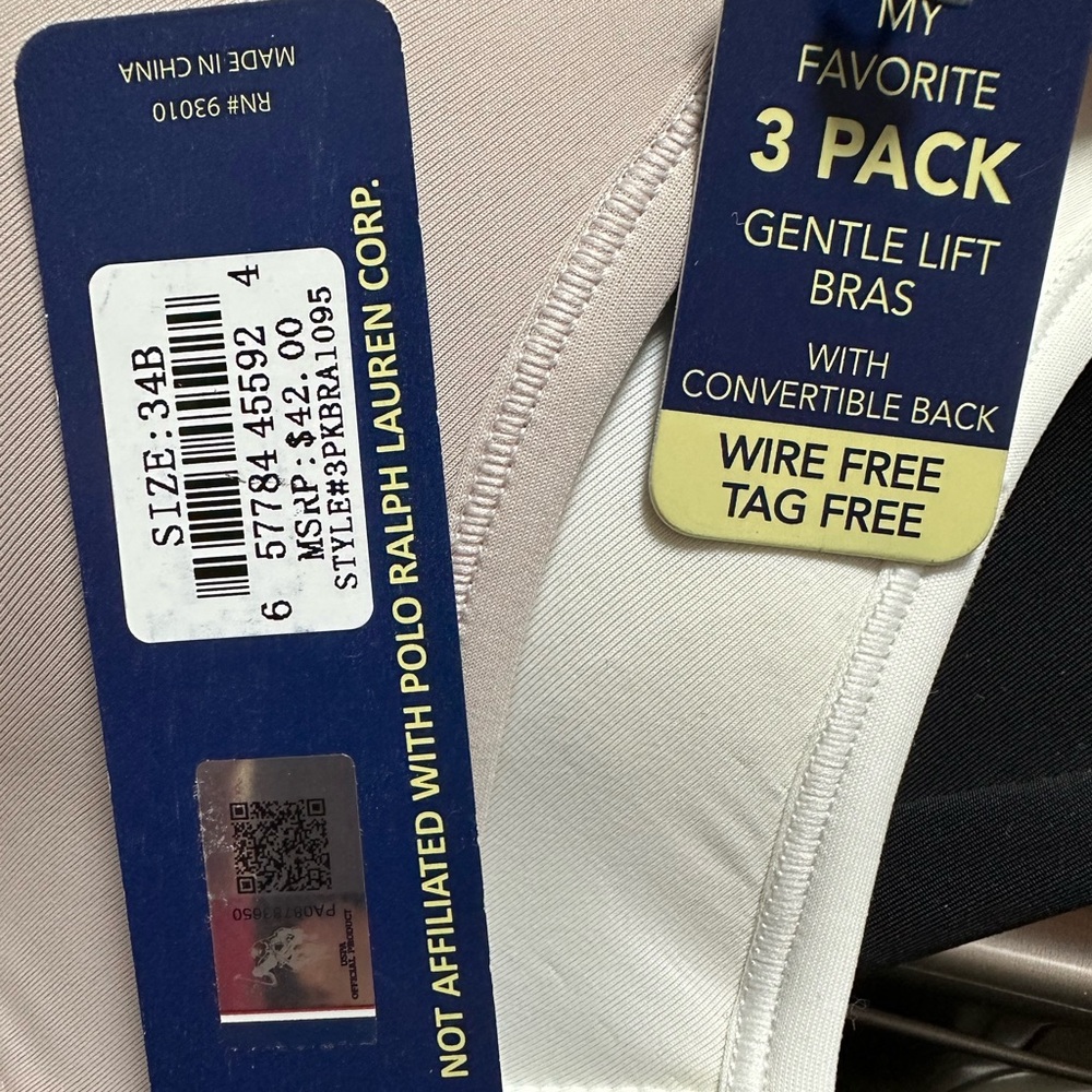U.S. Polo Assn. Women's Intimates Bra Set - Black, White, Cream - Picture 4 of 4